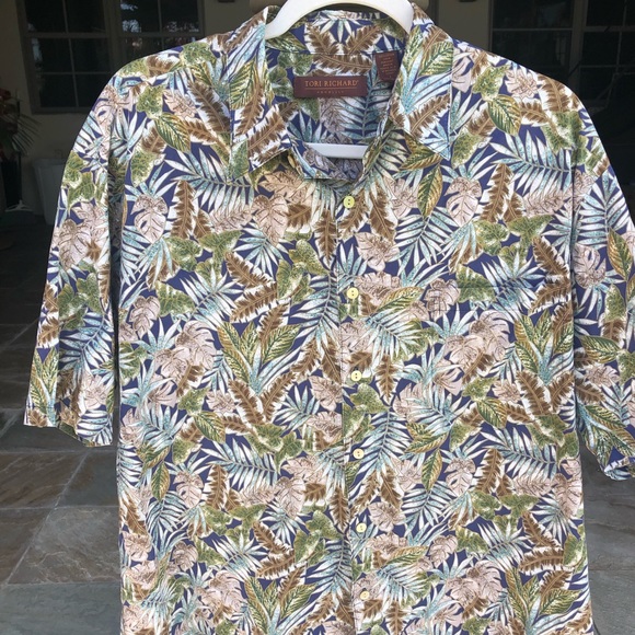 TORI RICHARD HAWAIIAN BUTTON DOWN SHIRT MENS L - Picture 8 of 9